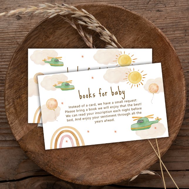 Boho Adventure Helicopter Books For Baby Shower Enclosure Card (Boho Adventure Helicopter Books For Baby Shower Enclosure Card)