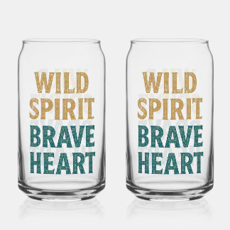 Boho Adventure Wild Spirit Brave Heart Can Glass