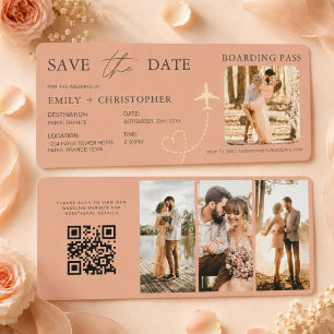 Boho Aeroplane Boarding Pass Plane Save the Date