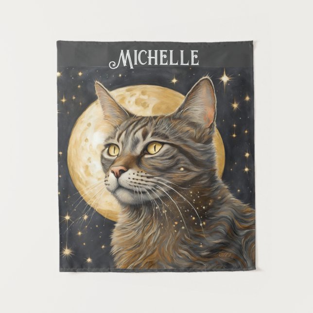 Boho Aesthetic Beautiful Christmas Cat Tapestry (Front)