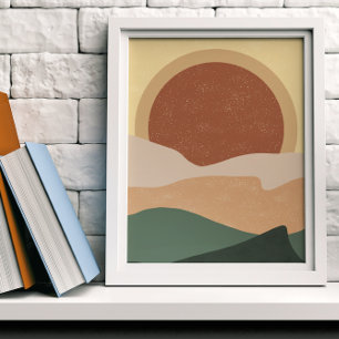 Boho Aesthetic Sunset Modern Art Poster