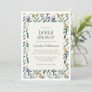 Boho Aesthetic Watercolor Wildflower Bridal Shower Invitation
