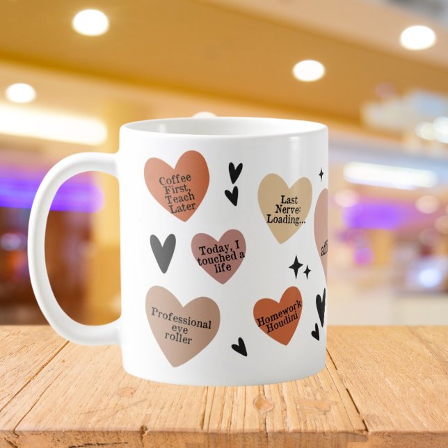 Boho Affirmations Heart Teacher Gift Coffee Mug (Creator Uploaded)