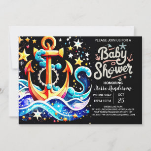 Boho Ahoy Anchor Baby Shower Invitation