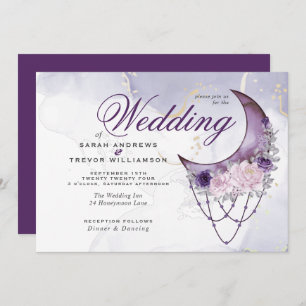 Boho All in One Wedding Amethyst Crescent Moon Invitation