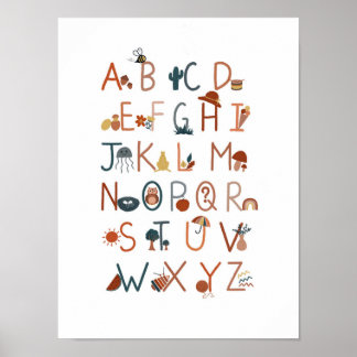 Boho Alphabet poster, wall art, classroom poster