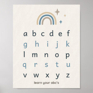 Boho Alphabet Print Nursery Neutral ABC Poster 