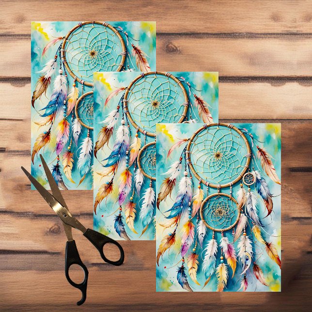 Boho American Indian Dream Catcher, watercolor Tissue Paper (Creator Uploaded)