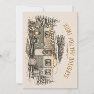 Boho Americana Christmas Camper Escape Holiday Card