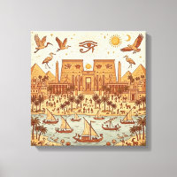 Boho Ancient Egyptian City Illustration-Terracotta