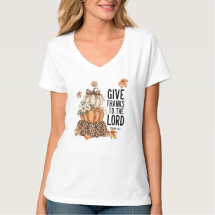 Boho and Artsy Pumpkins - Give Thanks to the Lord T-Shirt