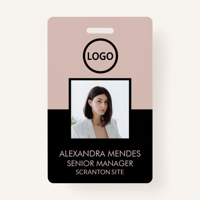 Boho And Black Employee Photo ID Company Security ID Badge (Front)