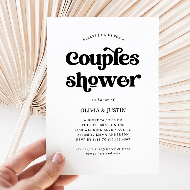 Boho and Retro Black and White | Couples Shower Invitation (Creator Uploaded)