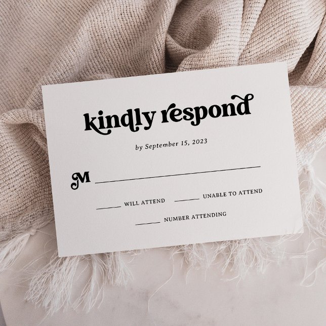 Boho and Retro Black and White RSVP Card (Creator Uploaded)