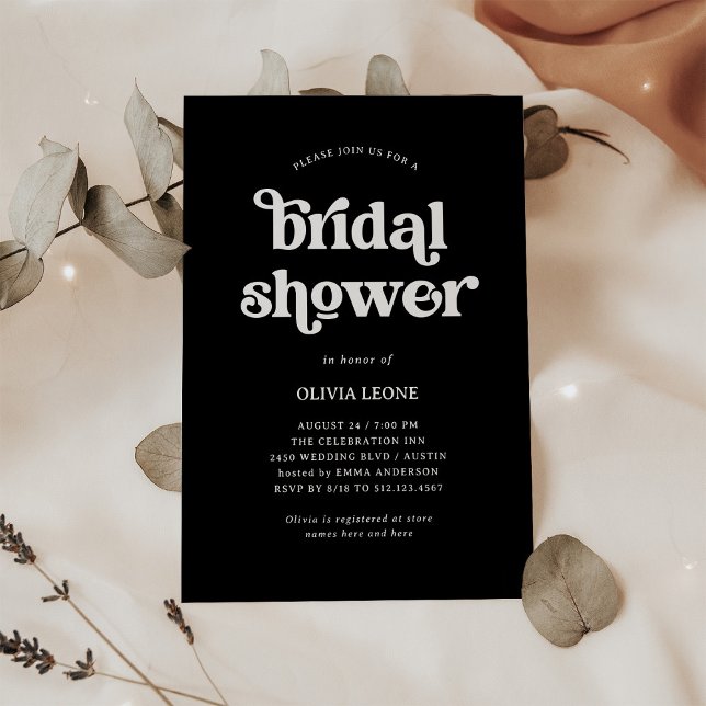 Boho and Retro Black | Bridal Shower Invitation (Creator Uploaded)