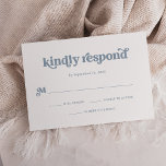 Boho and Retro Dusty Blue and White RSVP Card<br><div class="desc">This simple and boho rsvp response card features dusty blue,  retro typography on a white background. It coordinates perfectly with our boho retro bridal shower,  couple shower,  bat mitzvah or bar mitzvah invitations.</div>