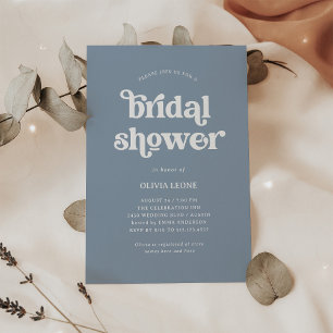Boho and Retro Dusty Blue   Bridal Shower Invitation