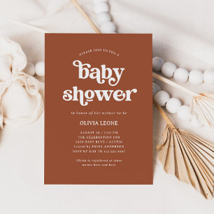 Boho and Retro Terracotta Baby Shower Invitation