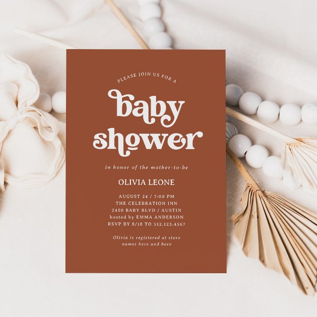 Boho and Retro Terracotta | Baby Shower Invitation (Creator Uploaded)