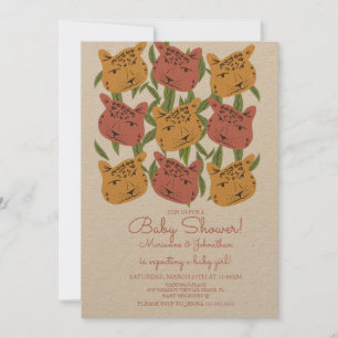 Boho Animal Cat Cheetah Safari Baby Shower  Invitation