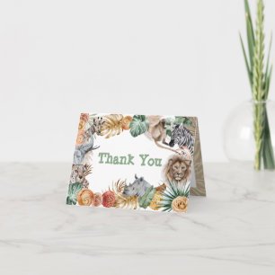 Boho Animal Safari Thank You Card