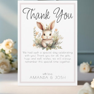 Boho animals cute rabbit botanical Nesting Party Thank You Card