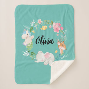 Boho animals woodland theme sherpa blankets 