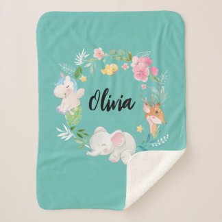 Boho animals woodland theme sherpa blankets