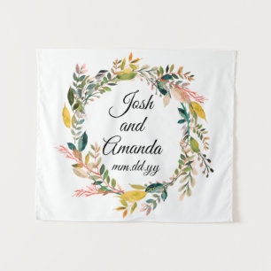 Boho Anniversary Photo Booth Backdrop Botanical Tapestry