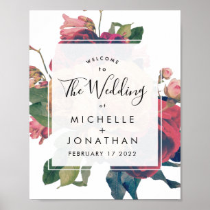 Boho Antique Roses Vintage Wedding Welcome Sign