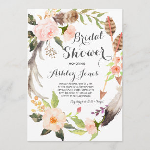 Boho antler succulents Bridal Shower Invitation