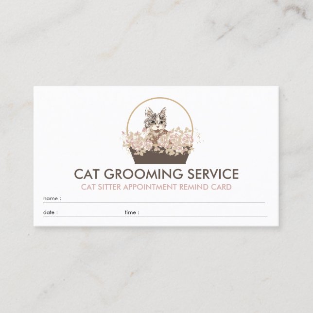 Boho Appointment Cat Business Card (Front)