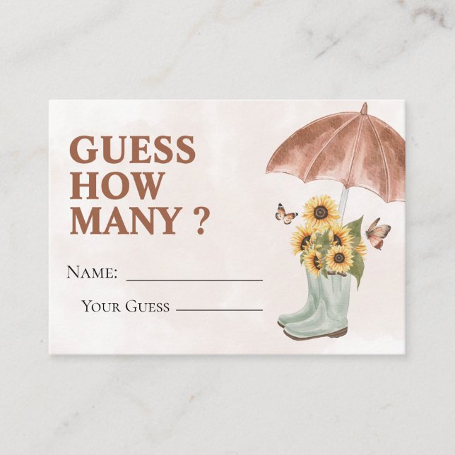 Boho April Showers Guess How Many Game Card (Front)