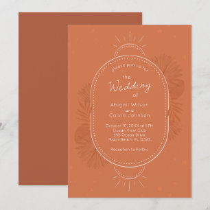 Boho Arch and Palm Terracotta Wedding Invitation