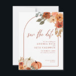 Boho Arch Autumn Pumpkin Floral Terracotta Save The Date<br><div class="desc">Save The Date invitations in beautiful autumn colours with pumpkins and floral.</div>