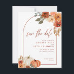 Boho Arch Autumn Pumpkin Floral Terracotta Save The Date<br><div class="desc">Save The Date invitations in beautiful autumn colours with pumpkins and floral.</div>