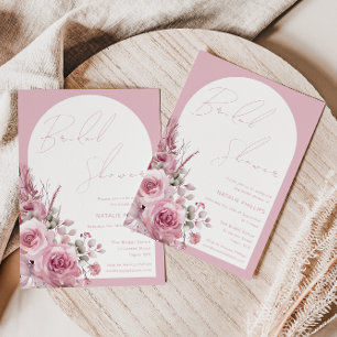 Boho Arch Beautiful Blush Floral Bridal Shower Invitation