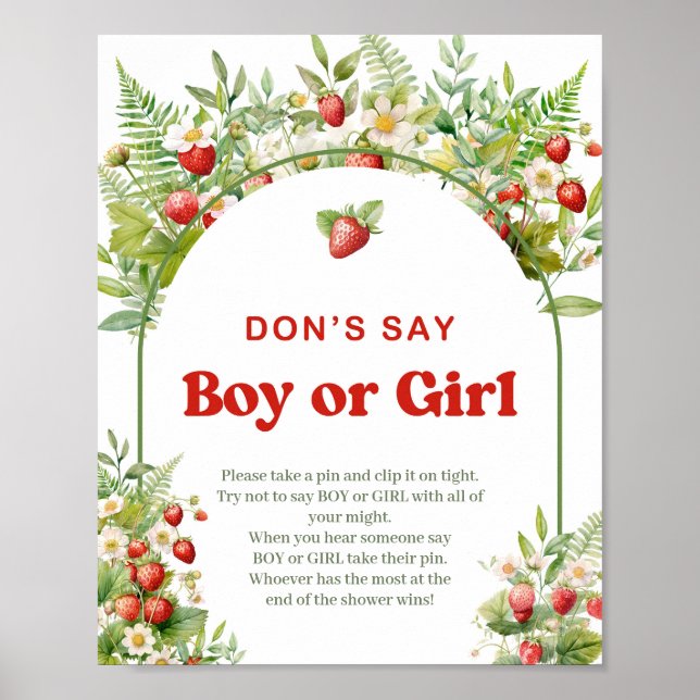 Boho Arch Berry Sweet Don’t Say BOY or GIRL game Poster (Front)