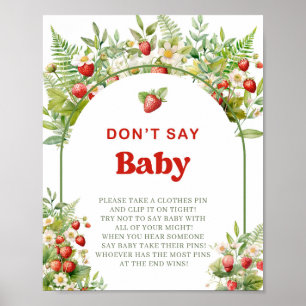 Boho Arch Berry Sweet don't say baby game sign
