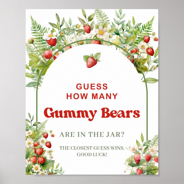 Boho Arch Berry Sweet Guess How Many Gummy Bears Poster (Front)