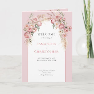 Boho arch blush peonies pampas grass program fold  programme