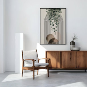 Boho Arch Botanical   Eucalyptus Neutral Minimalis Canvas Print