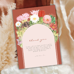 Boho Arch Cactus Blooming Desert Baby Shower  Thank You Card