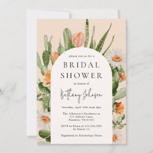 Boho Arch Cactus Floral Bridal Shower Invitation