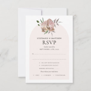 Boho Arch Dusty Orchids Botanical Wedding RSVP Card