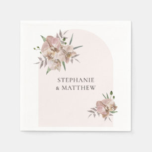 Boho Arch Dusty Orchids Floral Wedding Napkin