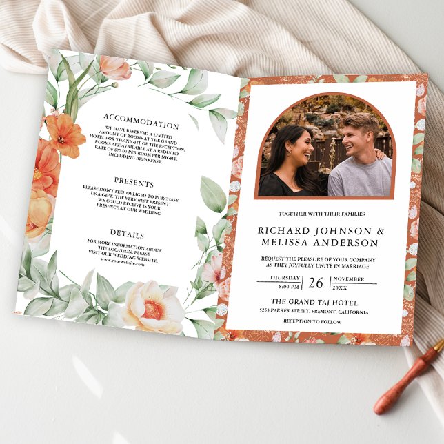 Boho Arch Earthy Floral All in One QR Code Wedding Invitation (Creator Uploaded)