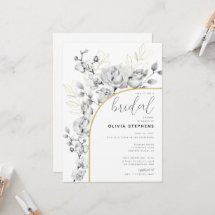 Boho Arch Elegant Floral Gold Modern Bridal Shower Invitation