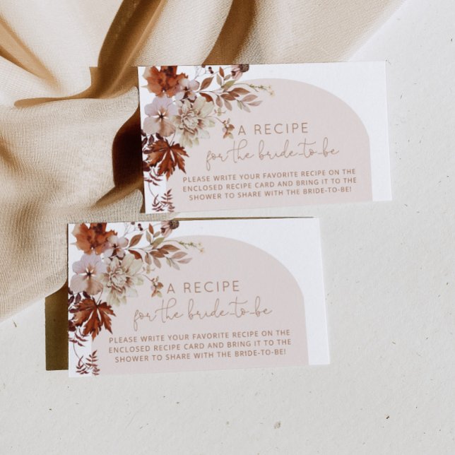 Boho arch fall bridal recipe enclosure card (Creator Uploaded)