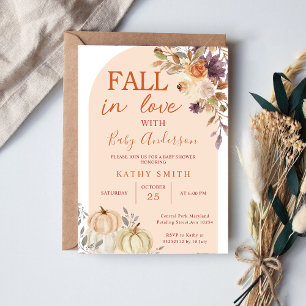 Boho Arch Fall In love Baby Shower Rustic Floral Invitation